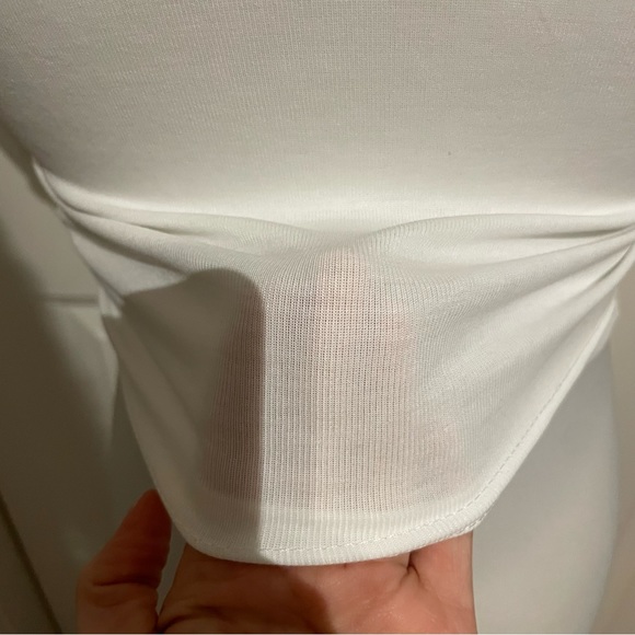 White turtleneck crop top sleeveless fitted size extra small XS see through - Picture 3 of 3